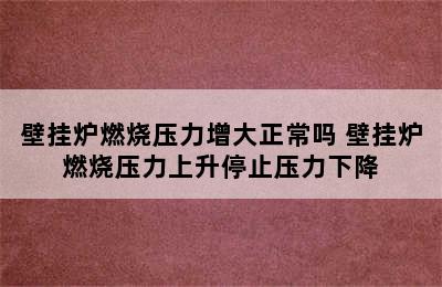 壁挂炉燃烧压力增大正常吗 壁挂炉燃烧压力上升停止压力下降